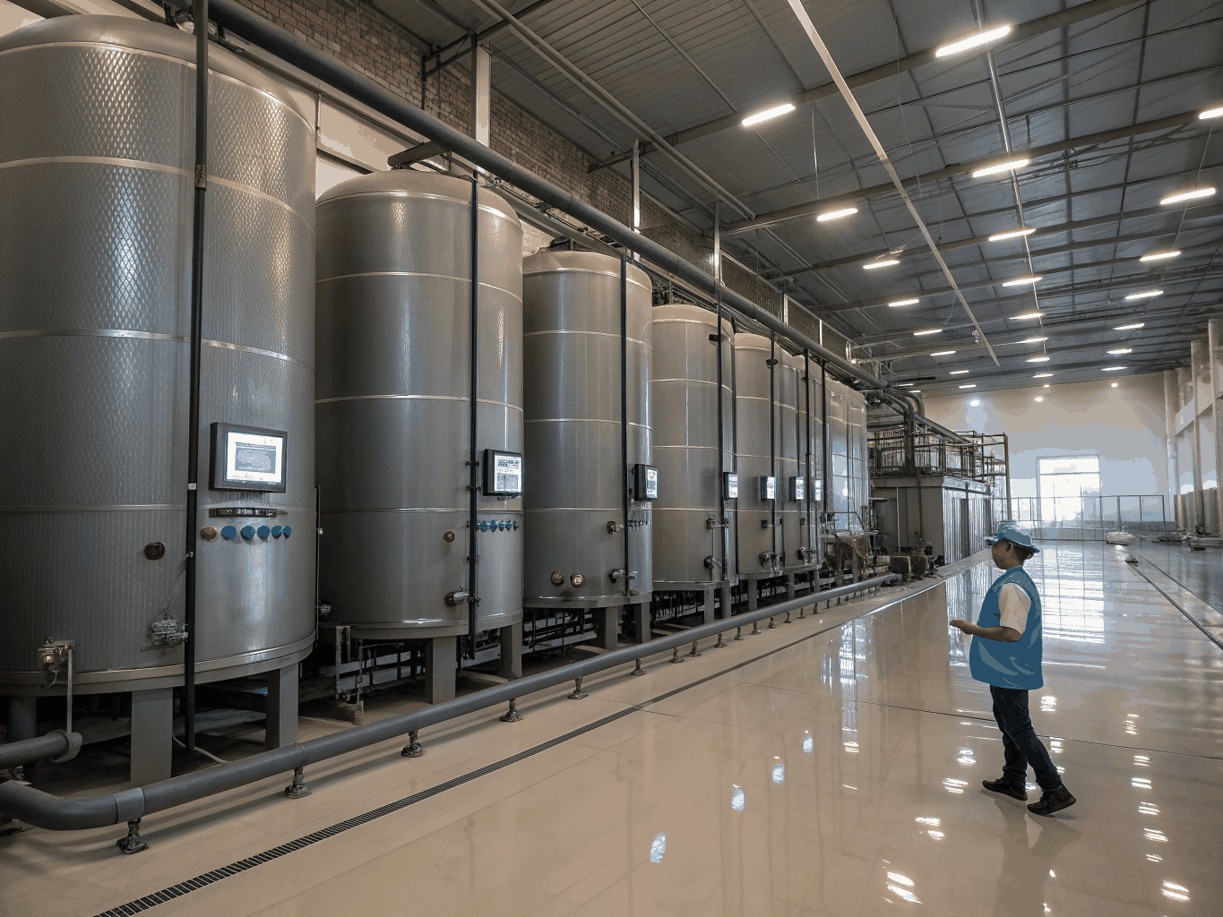 Industrial water treatment filtration facility and stainless steel screen housings