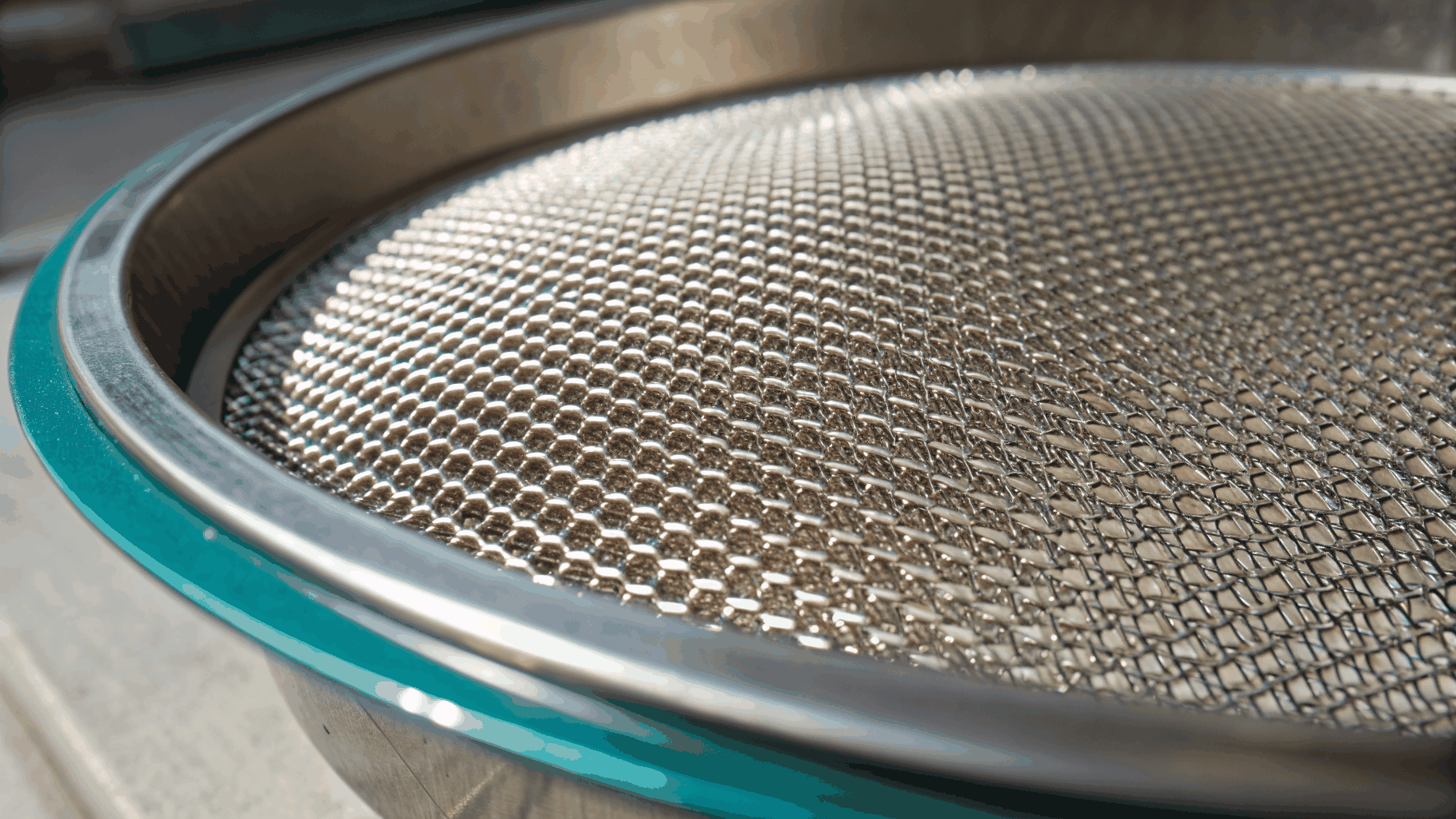 Close-up macro detail of stainless steel plain weave wire mesh
