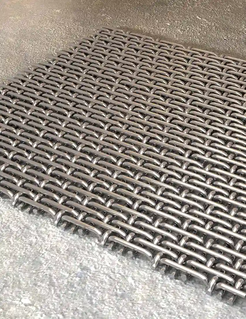 Five heddle stainless steel woven wire mesh structure diagram showing 5-wire harness repeating pattern