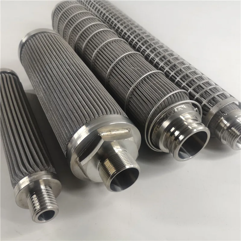 Pleated and sintered stainless steel filter cartridges