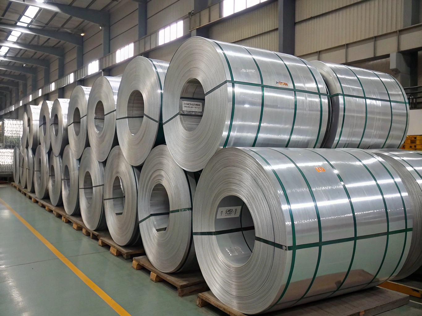 VCI wrapped rolls of fine wire filter mesh stacked for shipping