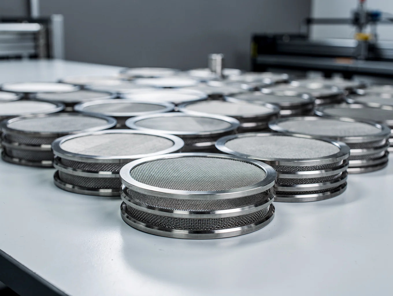 Precision stamped stainless steel filter discs and screen packs